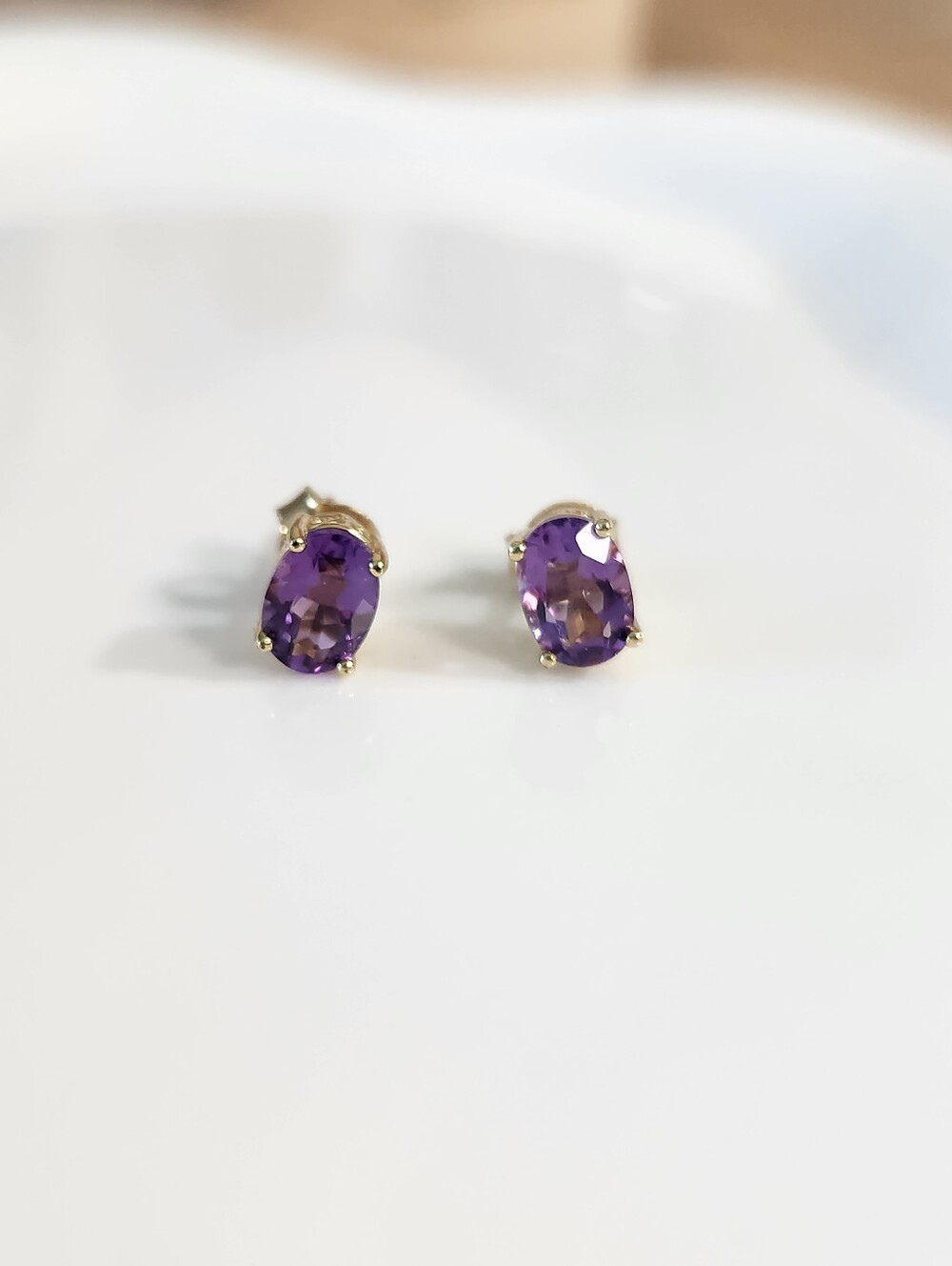 Sterling Silver Amethyst Stud Earrings